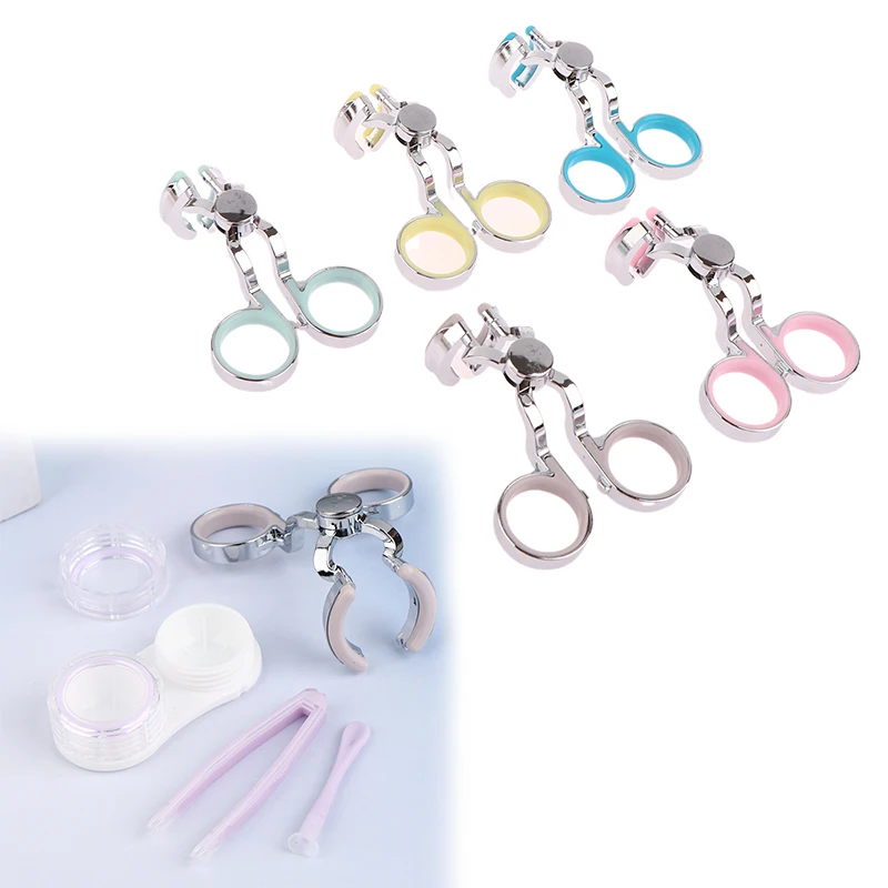 6Pcs/Set Contact Lens Wearing Tool Kit Tweezers Suction Stick Lenses Storage Soaking Box Integrated Clamp And Bucket