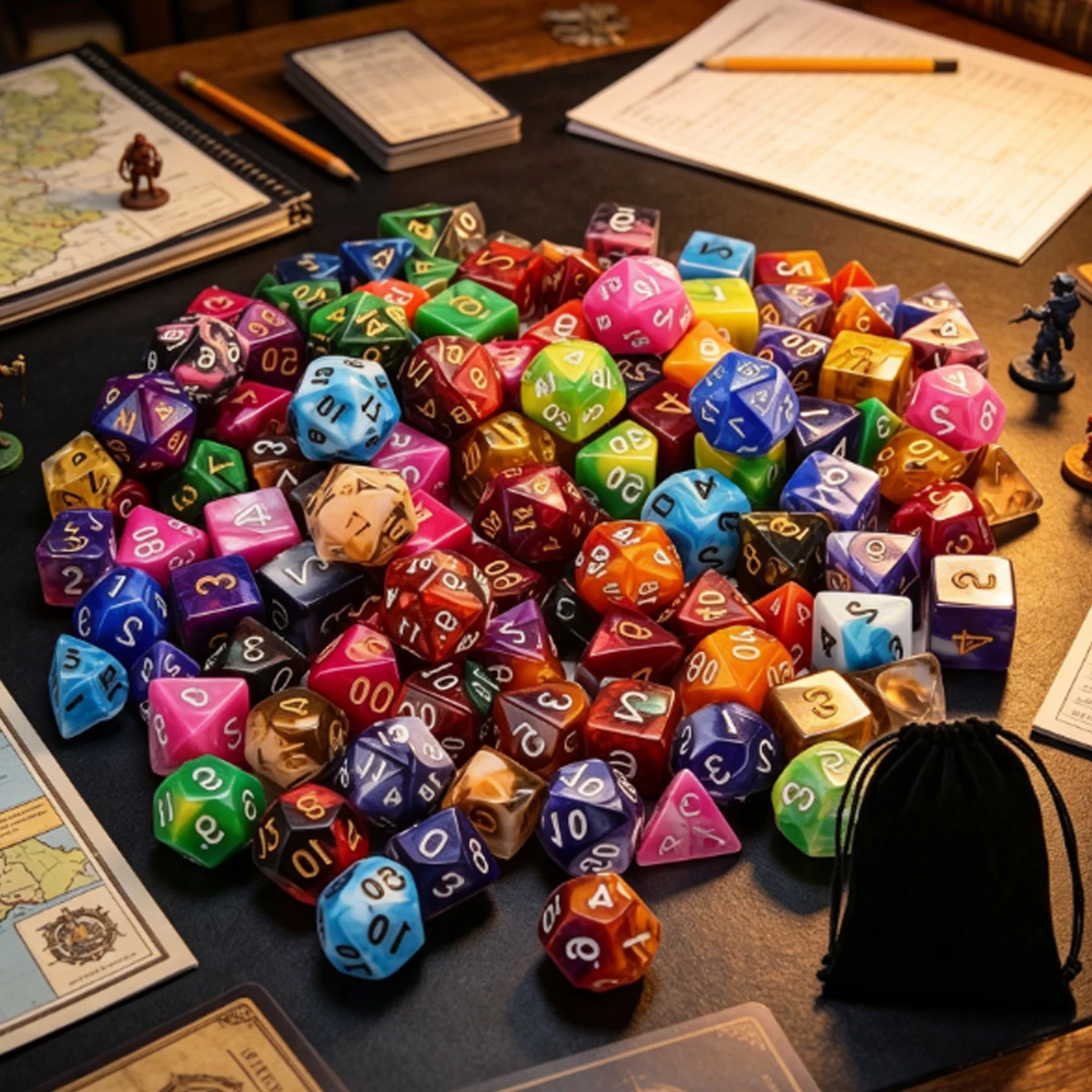 28Pcs Polyhedral RPG Dice Set with Black Drawstring Pouch, 4 x 7-Die Sets for Dungeons and Dragons, Pathfinder  ZSY