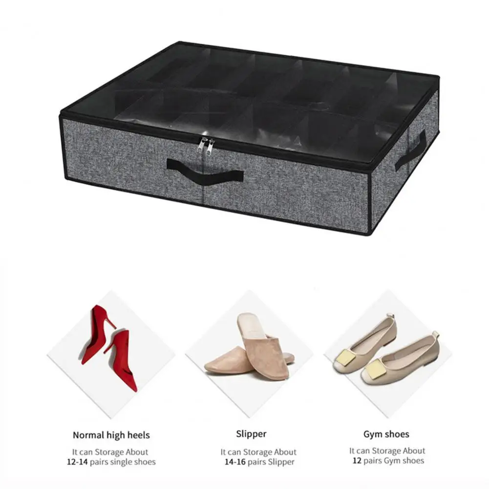 

Shoe Organizer Dust-proof Cover Shoe Storage Box Space-saving Organizer for Bedroom Sturdy under Bed Container Bag with Capacity