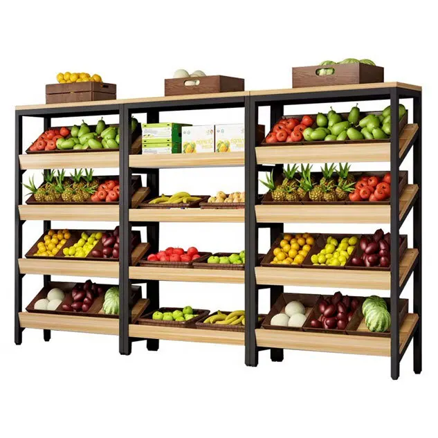 Wooden Fruit and Vegetable Weaver Display Shelf Shelf