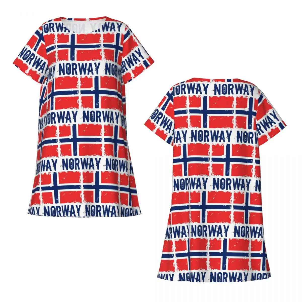 

Custom Norway Flag Short Sleeves Nightdress For Sleeping Sleepshirts Women Short Sleeve Nightgowns Soft Pajama Dress