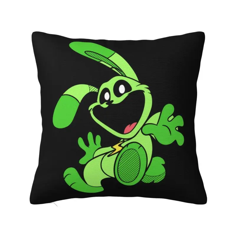 Custom Nordic Green Smiling Big Mouth Rabbit Critters Sofa Cushion Cover Soft Scarry Animated Game Throw Pillow Case