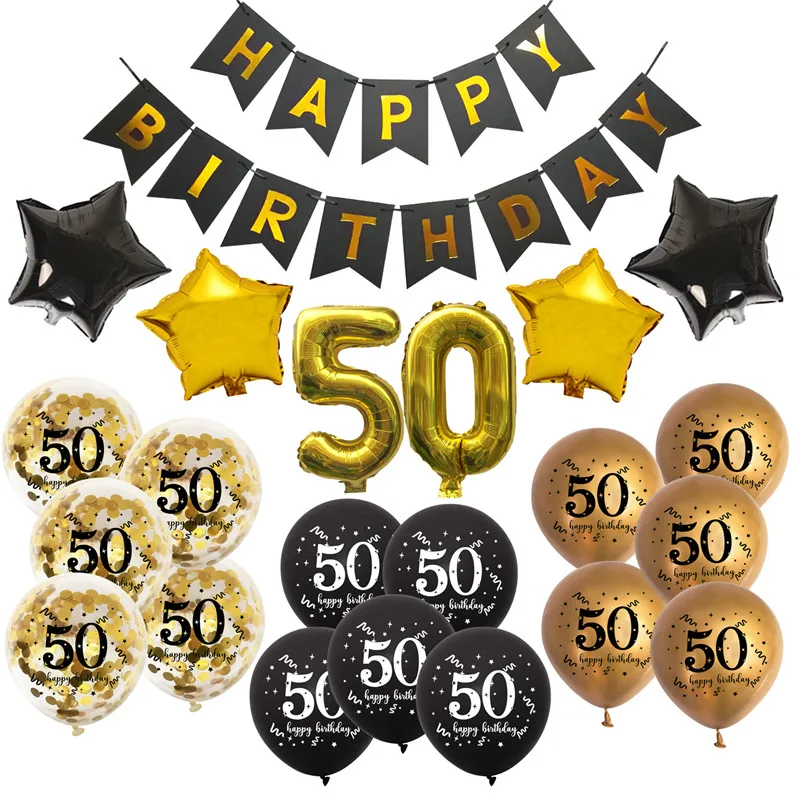 1set 30. 40. 50. 60. Papier Banner Latex Ballon Alles Gute Zum Geburtstag DIY Erwachsene Geburtstag Home Party Hintergrund Dekoration liefert – Detail 4