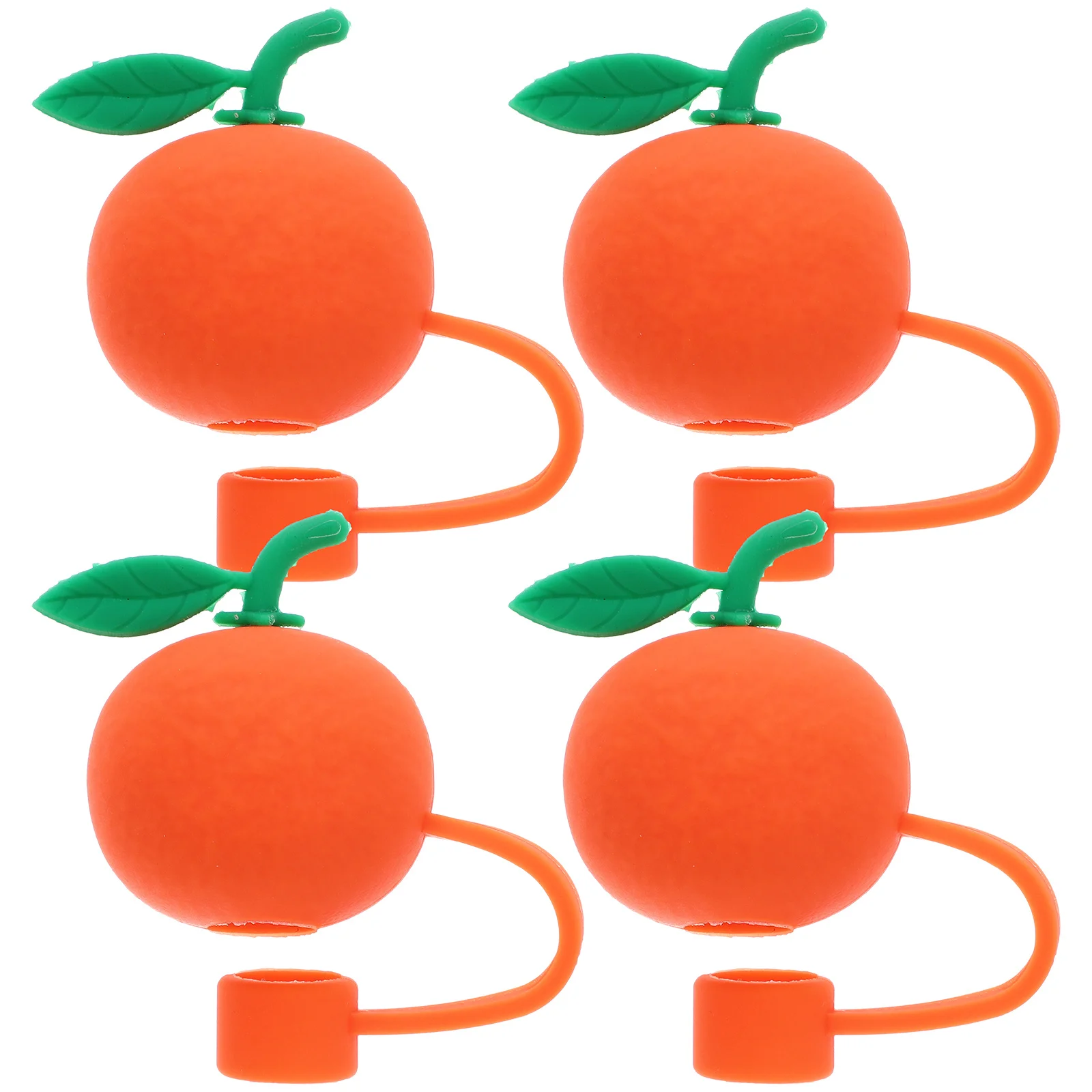 

4Pcs Orange Silicone Straw Covers Reusable Straw Tips Caps End Protectors for Drinking Party Picnic Use