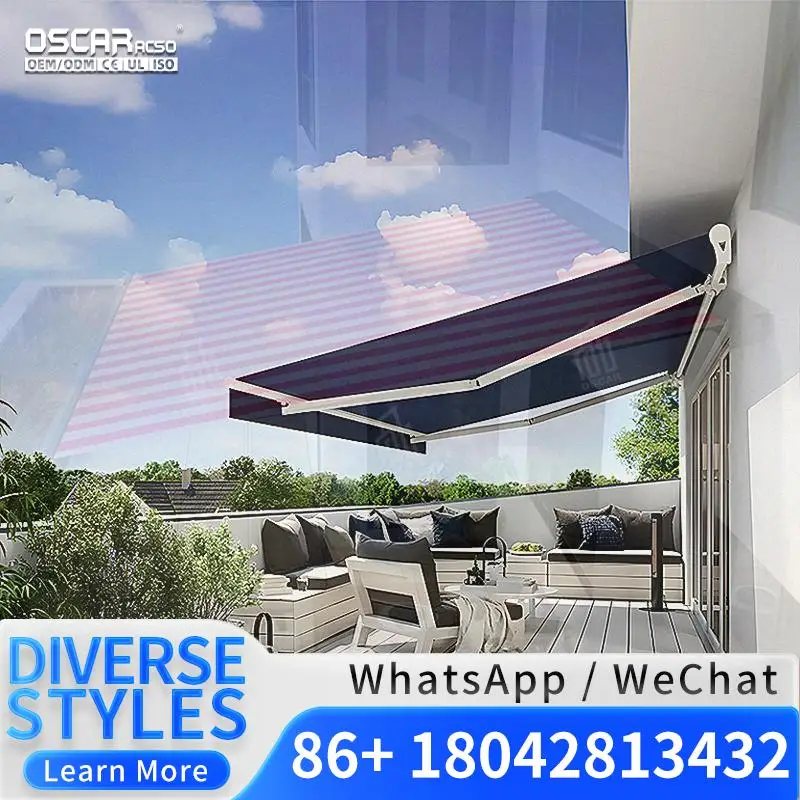 White Aluminum Frame Commercial Cassette  PVC Outdoor Patio Rainproof  Retractable Awning