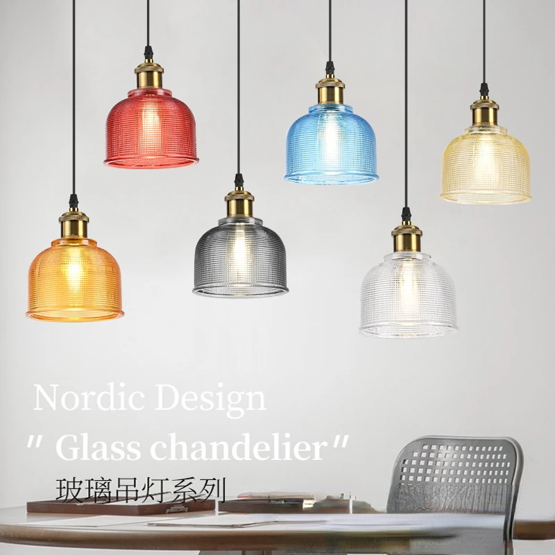 

Creative Nordic Colored Glass Chandelier Retro Industrial Style Chandelier Bar Dining Room Bedroom Study Glass Chandelier