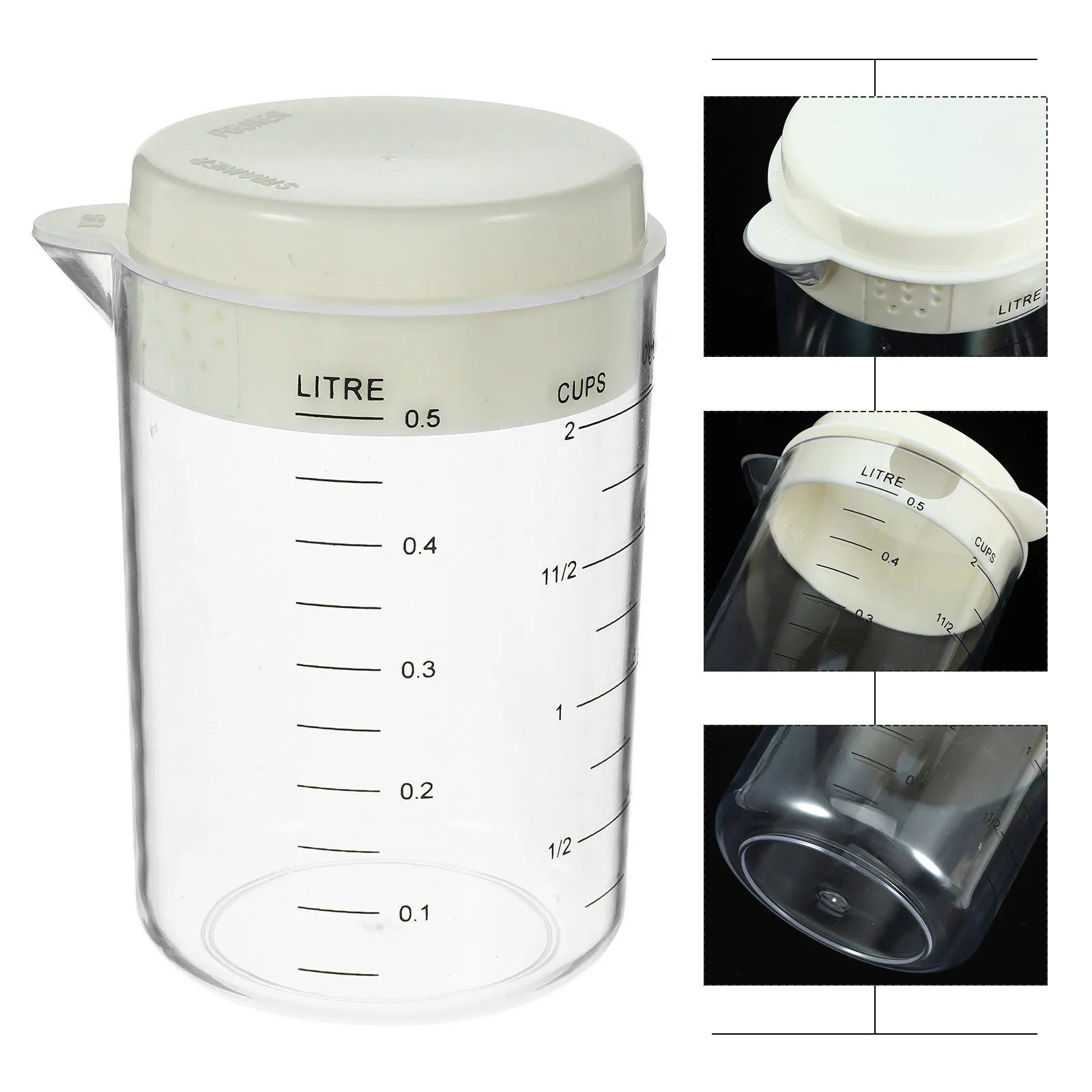 Reusable Clear Plastic Measuring Cup with Lid Milk Measuring Cup Large Capacity Baking Kitchen Graduated Container