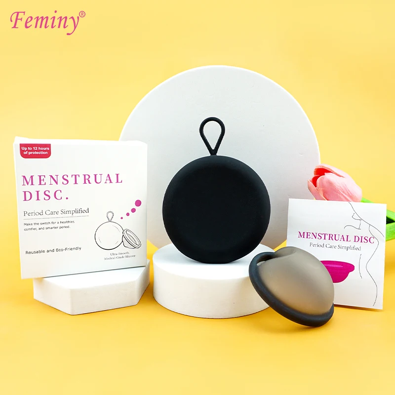 Feminy Reusable Menstrual Disc Portable Menstrual Collector Extra-Thin Medical Silicone Cup Menstrual With Silicone case