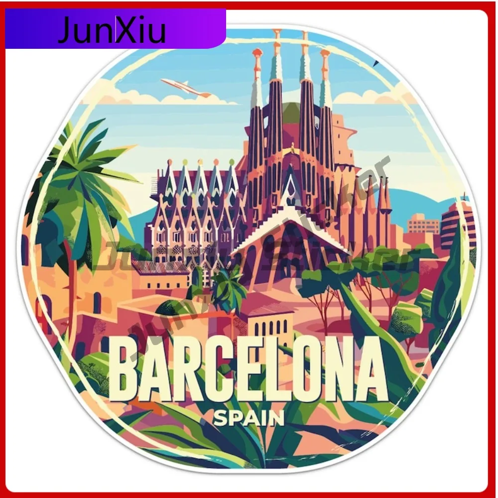 

Spain Barcelona City Cool Boat Waterproof Sticker Decal Bumper Car Sticker Helmet Boat Waterproof Decoration Weatherproof