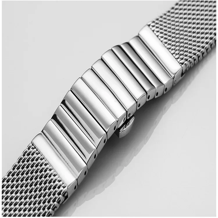 2in1 Single Link Stainless Steel Combination Watch Band Strap 18mm 20mm 22mm 24mm Butterfly Buckle Metal Replacement Wristband