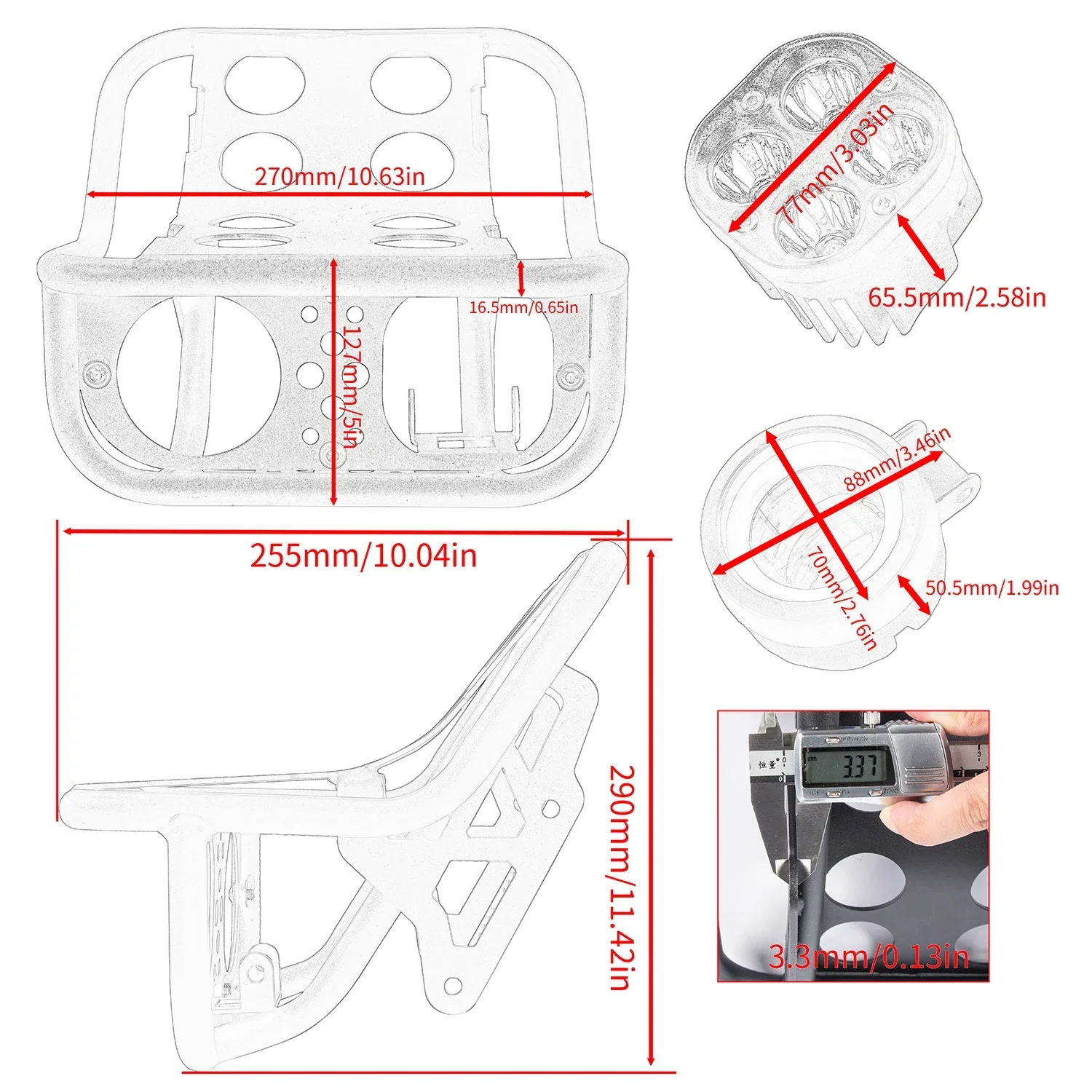 Front LED Healight With Rack For Honda CT125/Huntercub 125 2020-2024 Dexterous Auxiliary High Brightness Lamp Electronic Adjust