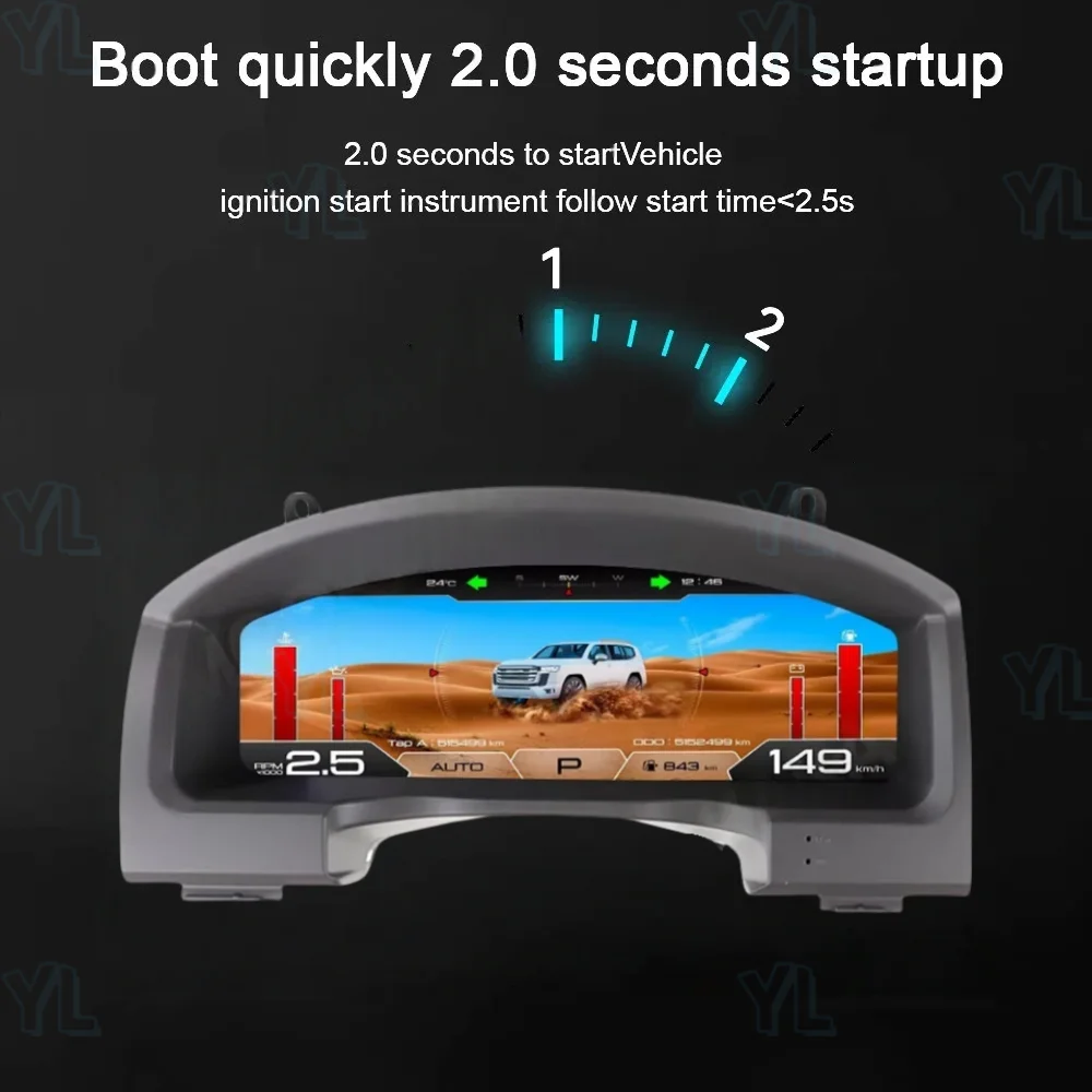 

12,3-дюймовый автомобильный цифровой виртуальный спидометр, приборная панель для Toyota Land Cruiser 200 LC200 2008-2015 2016-2021, ЖК-дисплей, приборная панель