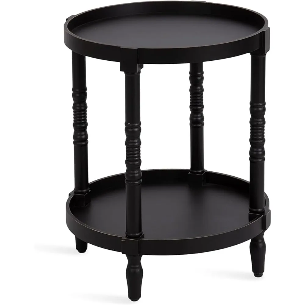 Kate and Laurel Bellport Traditional Tiered Round Wooden Side Living Room Table Decor, 20x20x25, Black