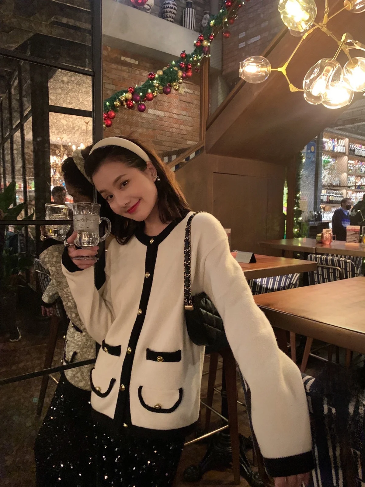 

New Year Joyous! Beautiful Atmosphere Sweater Gold Button Open Cardigan Winter Fashion Ladies' Knitted Wear Polyester ...