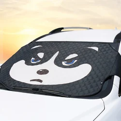 Car Snow Cover Anti-snow Frost Ice Dust Snow Protector Cover Car Windshield Sunshade Cute Cartoon Windshield Shade In Winter