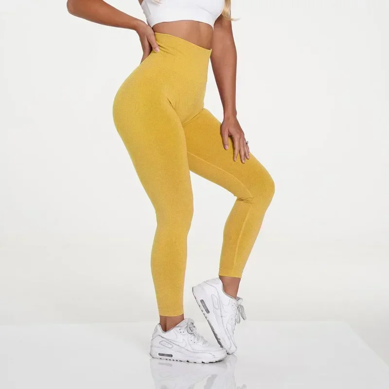 Leggings de cintura alta sin costuras para mujer, pantalones de Yoga ajustados, informales, deportivos, de realce, para gimnasio, entrenamiento, 30310