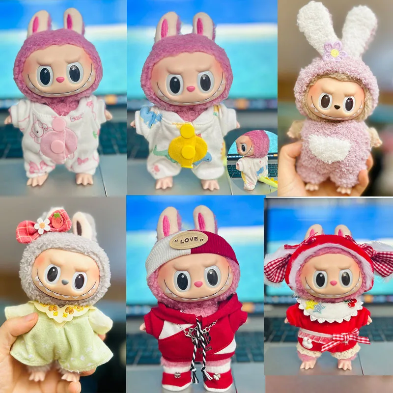 

Cute Mini 17cm Plush Doll's Clothes Girl Gift 12 Styles Labubu Idol Doll Hoodie Jumpsuit Clothing Accessories for Korea Kpop Exo