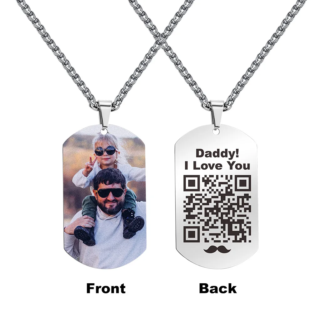 

Personalized Engrave Name Picture Necklace Stainless Steel Custom Photo Necklace Pendant For Women Man Jewelry Gift