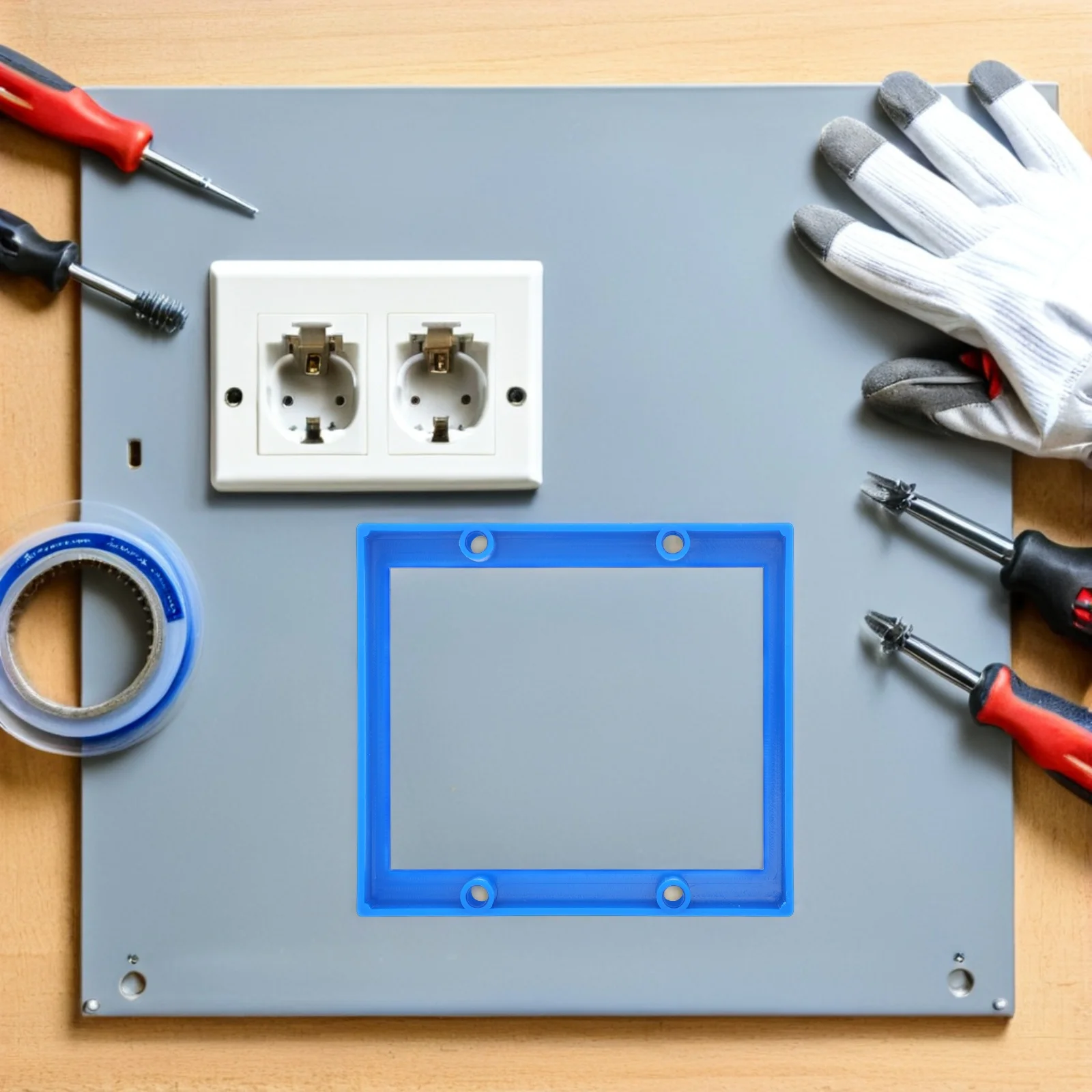 

2Pcs Power Socket Outlet Extender Plastic Double Gang Receptacle Box Extension Wall Mount for Home Office Multi Plug Use