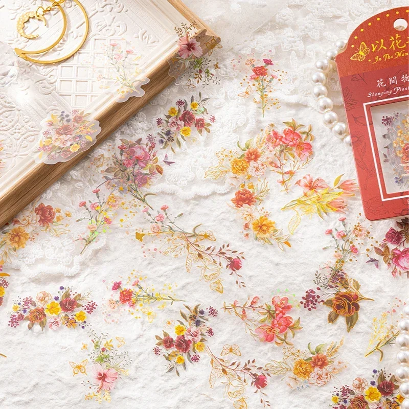 30 ชิ้นกล่องสติกเกอร์ทอง Bronzing ดอกไม้สีเขียวสวนพืชอุปกรณ์ตกแต่งสติกเกอร์ Scrapbooking เด็กนม 130*85 มิลลิเมตร