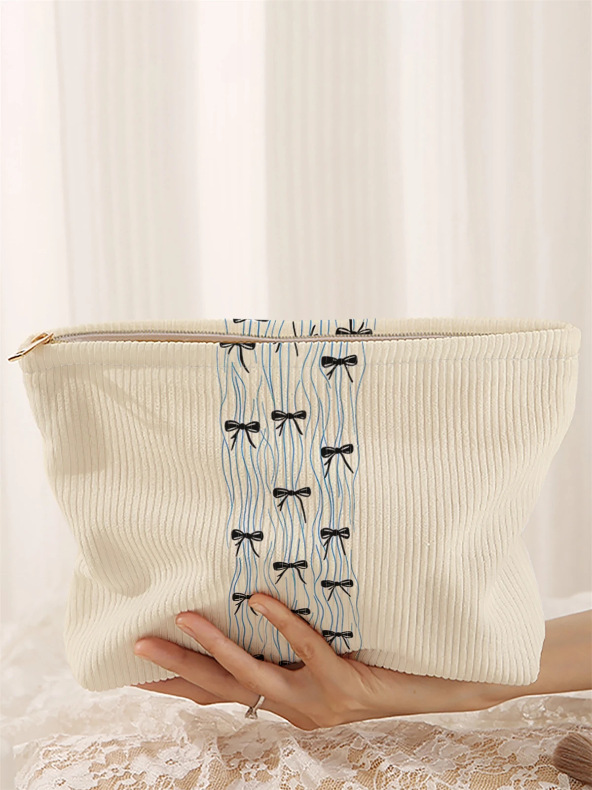 

Вельветовая косметичка с принтом бабочки, легкая коробка для хранения косметики на молнии, многофункциональная сумка с подкладкой
