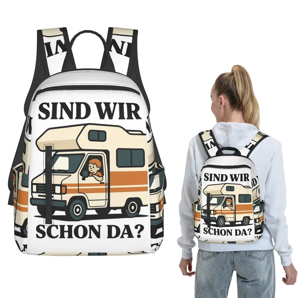 

Are We Already There Camper Adventure Motorhome Backpack Large Capacity Children BookBag School Bag Shoulder Bags for Men Women