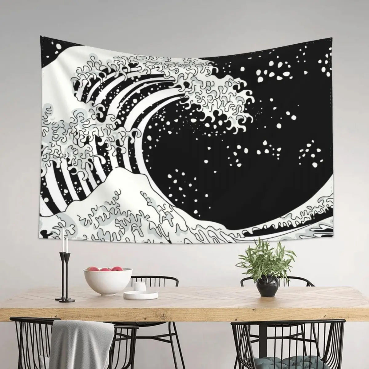 

Black and White Great Wave Tapestry Room Decor For Girls Decor For Room Custom Home Decoration Tapestry