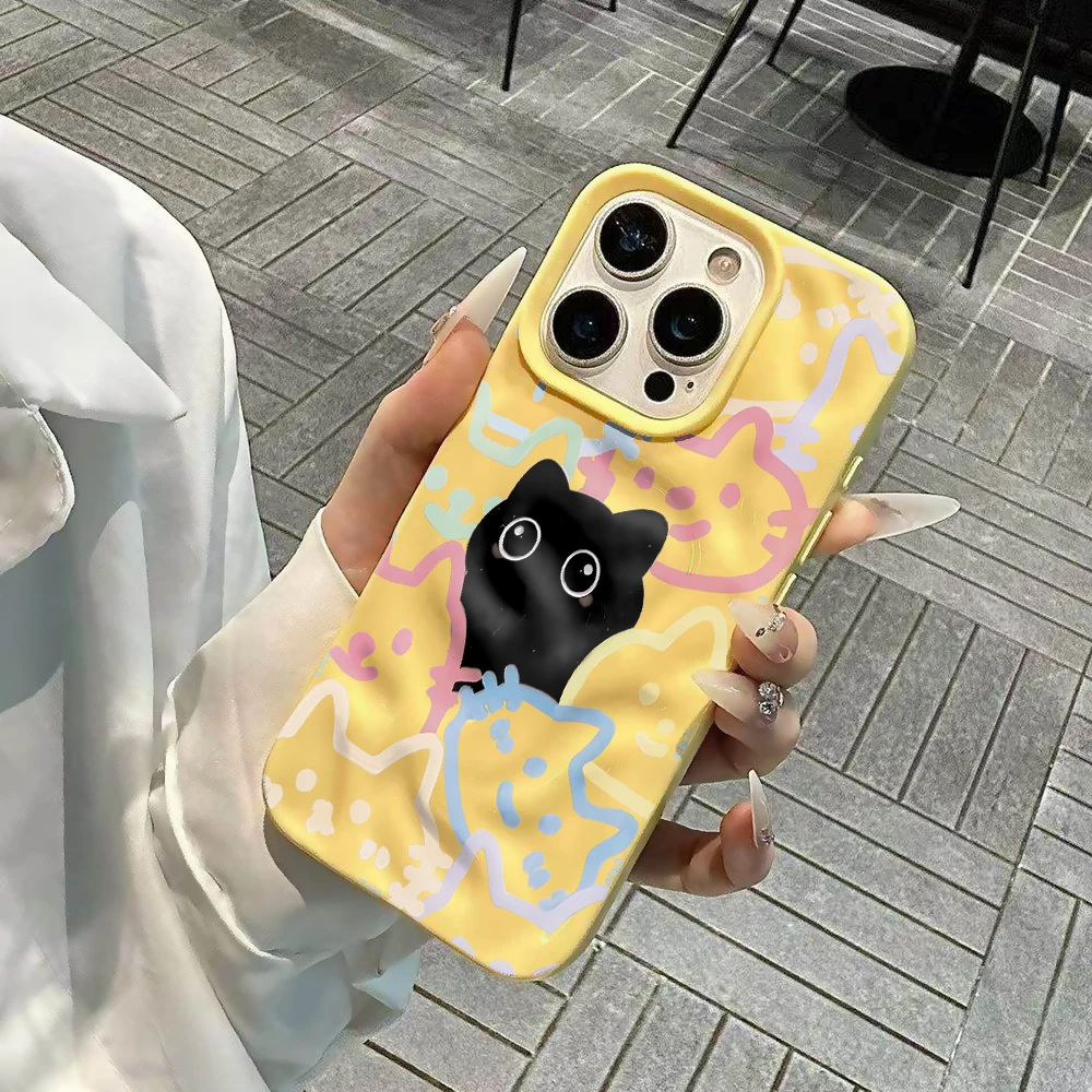 Koreanisches Katzen-Design, Niedliche Weiche Silikon-Handyhülle für iPhone 17 16 15 14 13 12 11 Pro Max 14 Plus 17Air, Falten-Wellen-Design – Detail 5