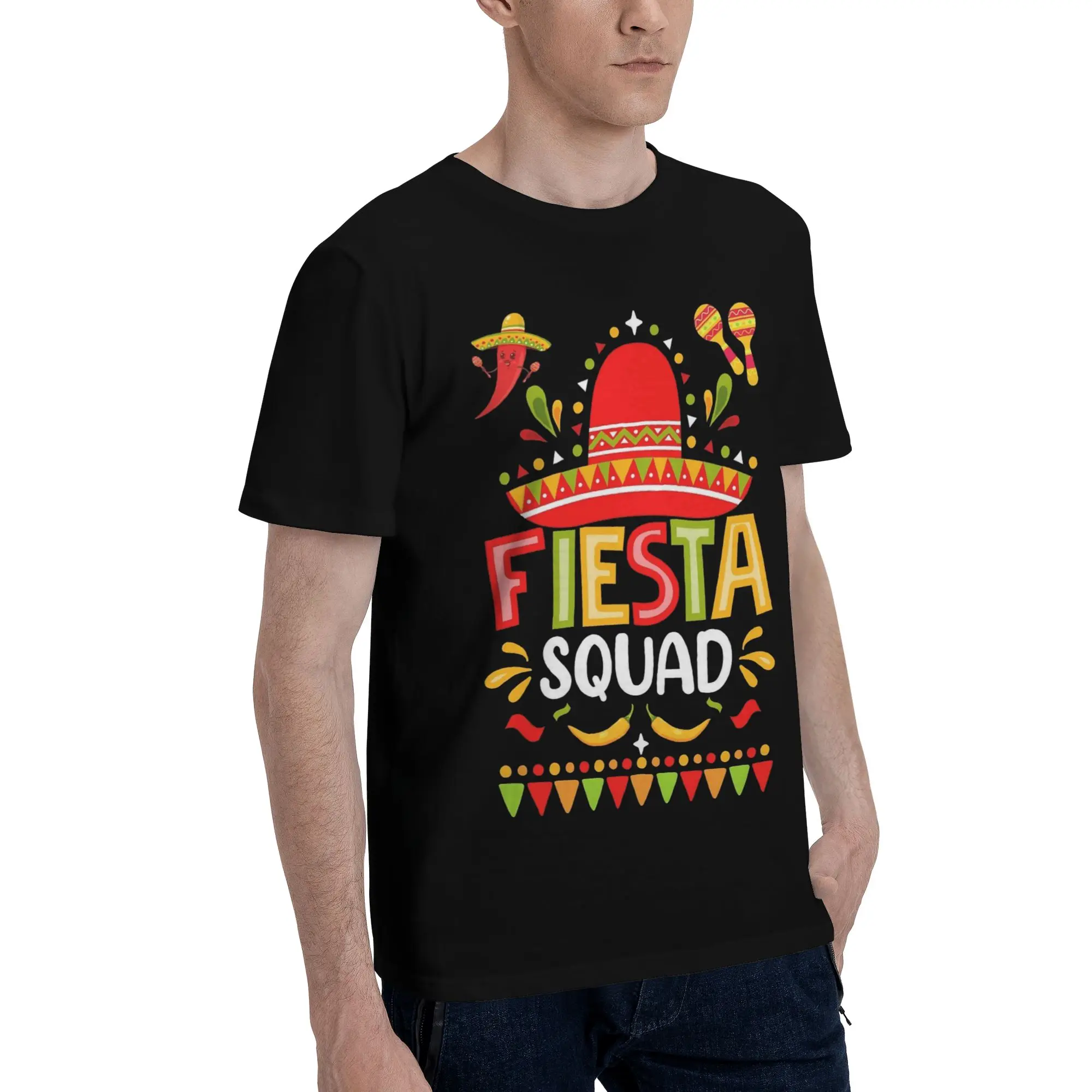 Mens Womens Fiesta Squad Cinco De Mayo Shirt 100% Cotton Graphic Tee Shirts  Clothing Outfits