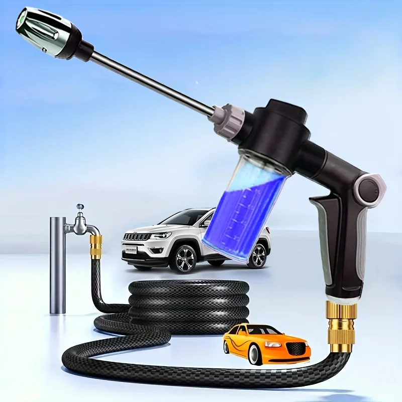 High Pressure Car Wash Water-Gun, Long Handle Car Wash Foam Pot, Garden Watering Tool, Watering & Irrigation Supplies for Garden