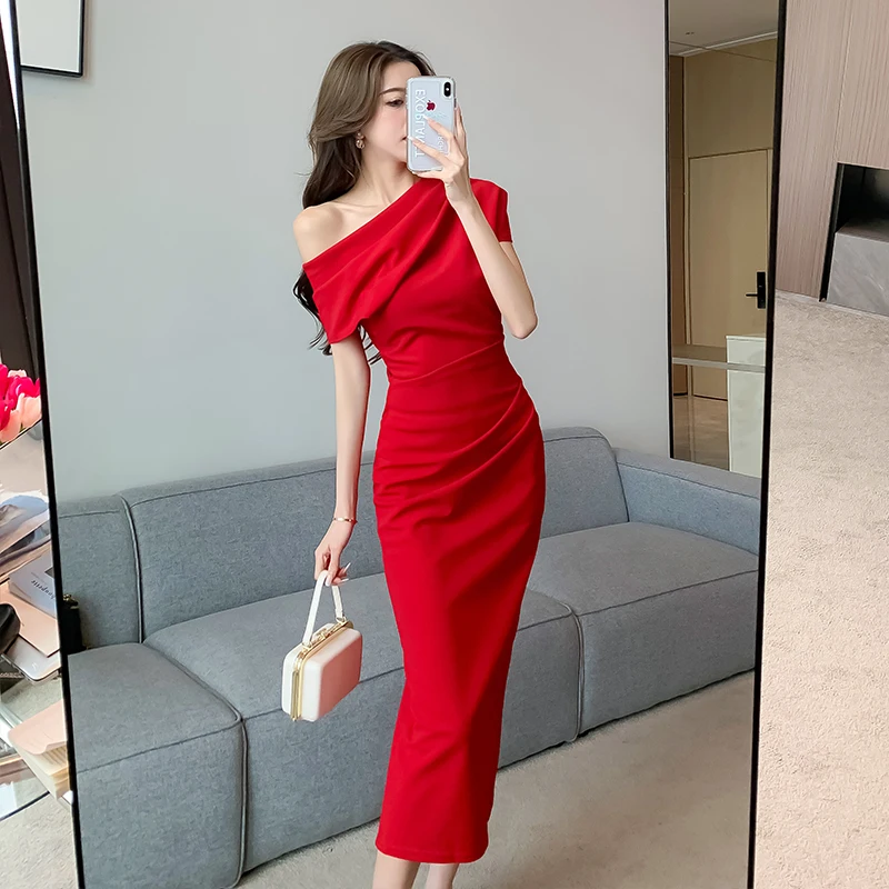 Summer Fashion Elegant Off Shoulder Evening Party Dresses Sexy Vintage Casual Prom Birthday Vestidos Female Chic Clothes Robe