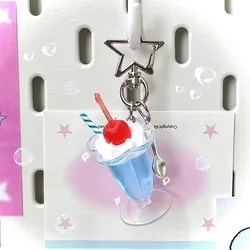 Cute Ice Cream Star Keychain for Phone Case Simulated Food Fruit Dessert Cake Cup Key Chain Bag Pendant Gift for Women Girls