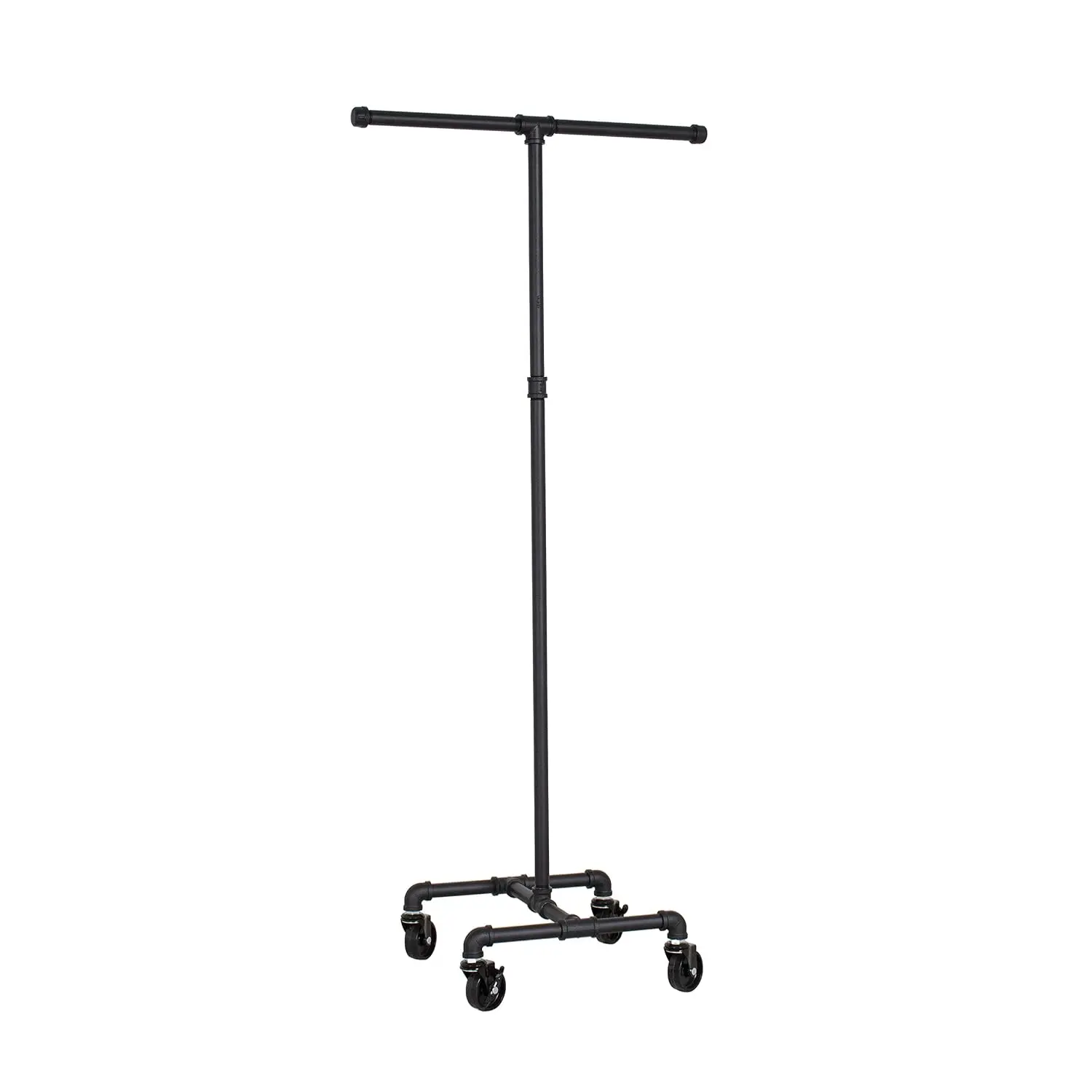 Vintage Industrial Pipe Clothing Rack Heavy Duty 2-Way Black Powder Coated For Retail & Home, Customized
