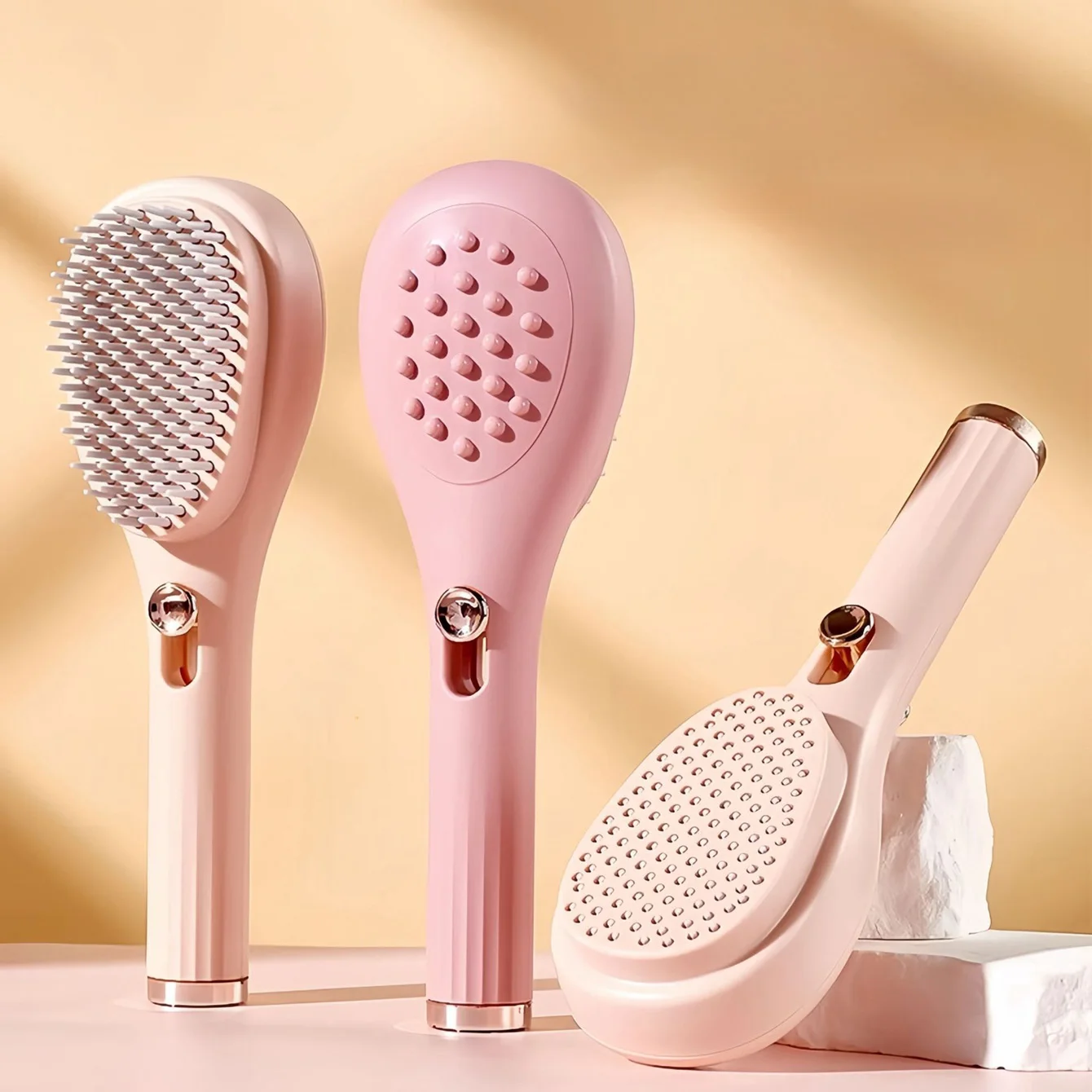 

Выдвижная щетка для волос 2-в-1, двухсторонняя самоочищающаяся расческа для удаления волос с массажером для кожи головы для ежедневного использования