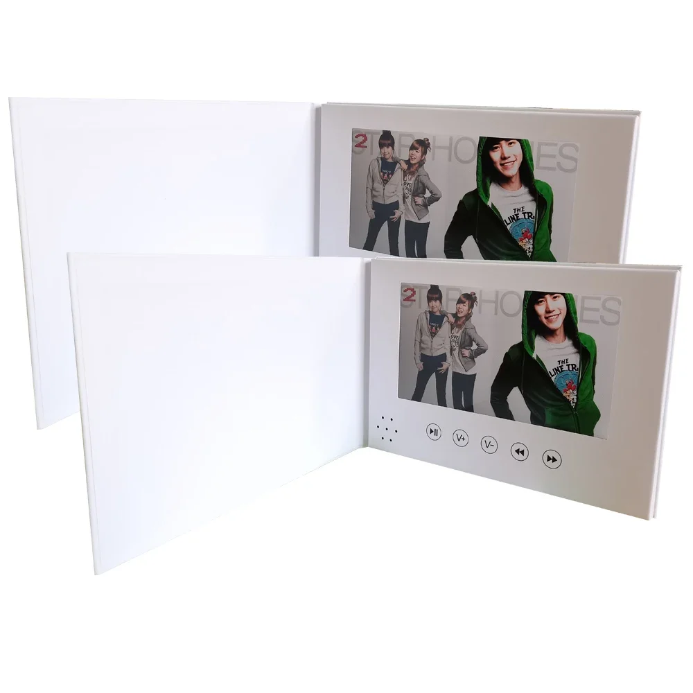 White Card Folder Book Creatives Invitation 7' LCD Video Mailer for Advertising Greeting Cards MP4 Player