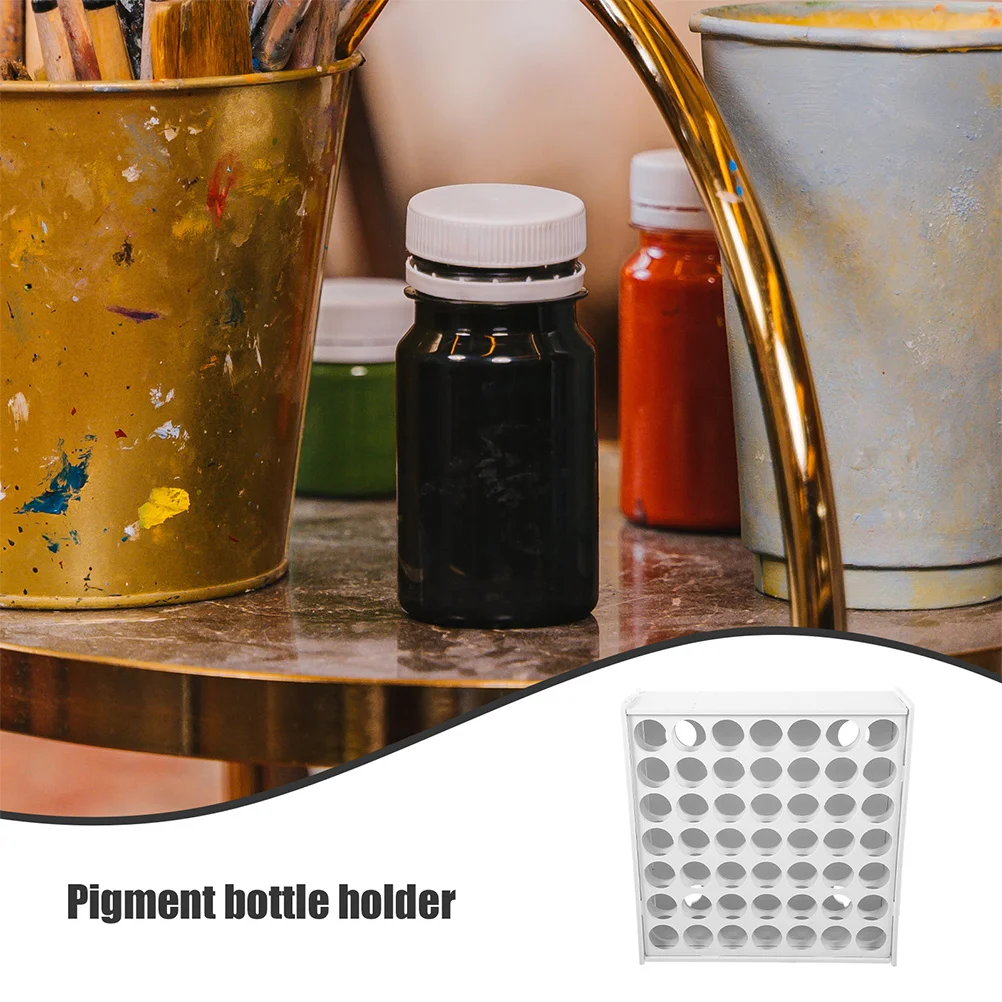 

Wooden 49 Holes Paint Rack Vertical Wall Organizer Desktop Storage Stand for Paint Bottles Pigment Ink Holder Wooden Holder