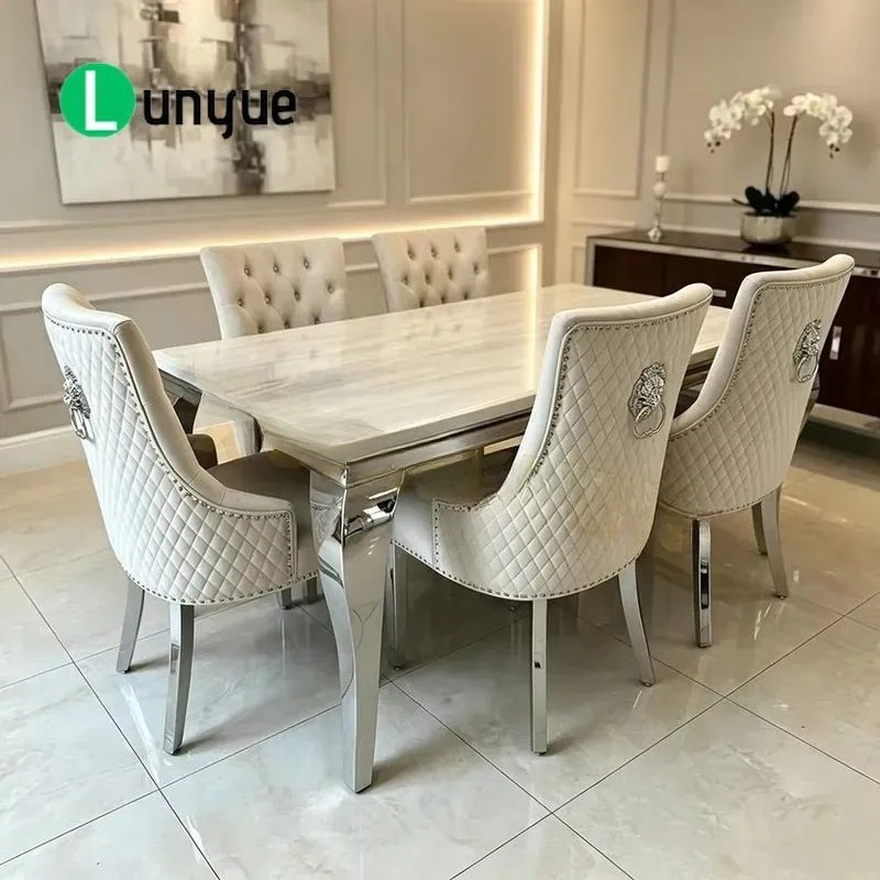 Modern Marble Dining Table Set 4 6 8 Seater Simple Design Without Chairs for UK Dining Room Furniture Cheap Price