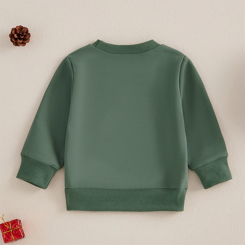 Baby Christmas Sweatshirts Classic Cartoon Letter Print Long Sleeve Pullovers Toddler Winter Tops