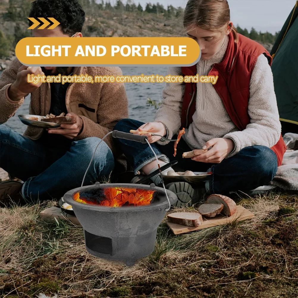 

Heavy Duty Cast Iron Bbq Stove Multi-Functional Portable Grilling Stove for Outdoor Camping Fishing Mountaineering Reusable