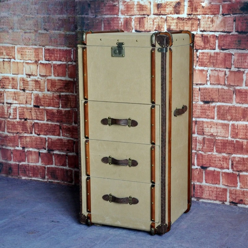 

Retro three-bucket cabinet, bar side cabinet, industrial style, personalized storage drawer