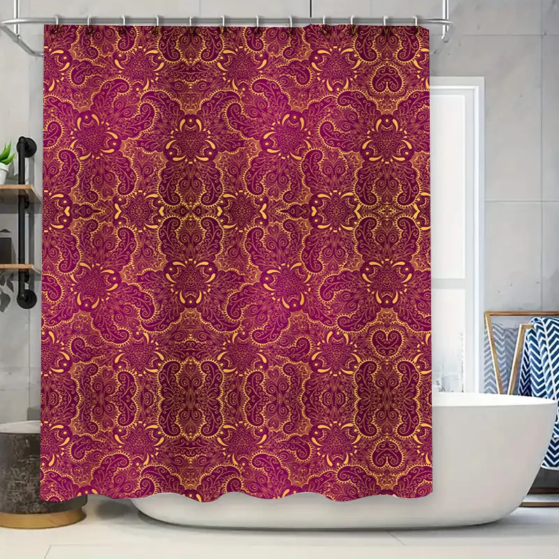 

Luxury Bohemian Floral Printed Shower Curtain Waterproof Bathroom Decor