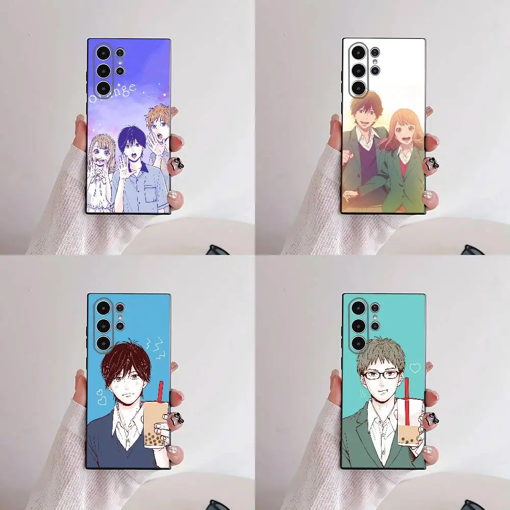 Orange Japanese Pure Love Anime Phone Case For Samsung S25,S24,S21,S22,S23,S30,Ultra,S20,Plus,Fe,Lite,5G Black Cover
