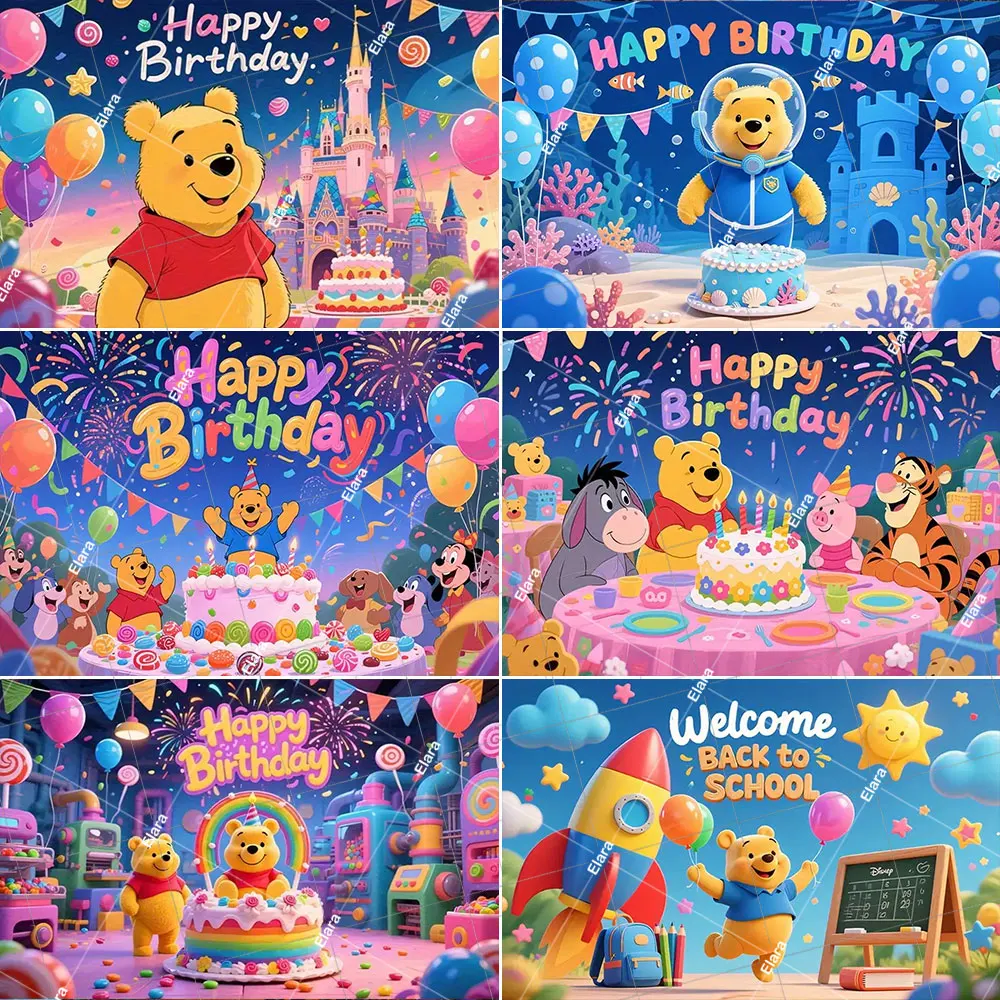 

Winnie The Pooh Backdrop Kid 1st Birthday Party Decor Pooh Bear Friend Tiger Vinyl Background Baby Shower Photo Booth Banner