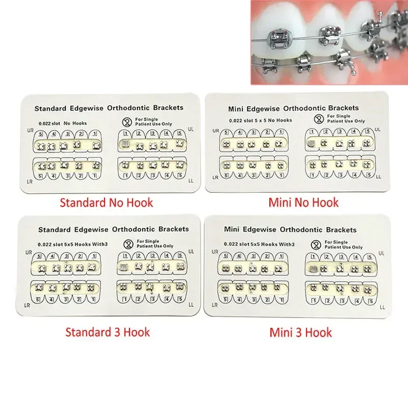 10-パック歯科矯正ブラケット金属歯ブラケットブレースエッジワイズフックなし-3-フック