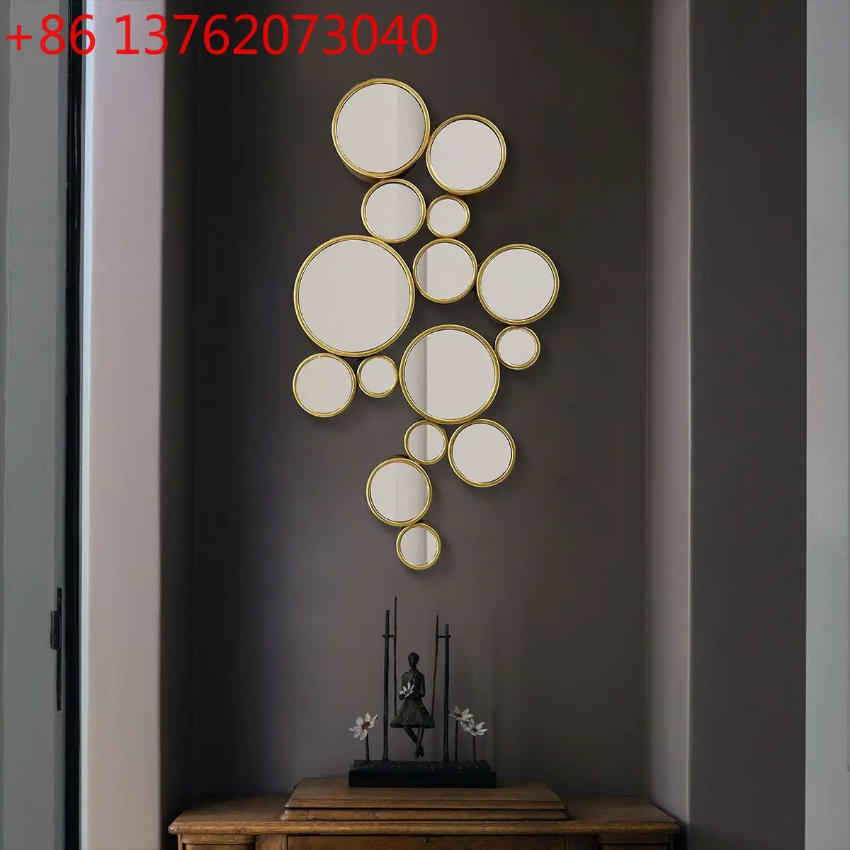 

European modern minimalist art mirror dining room living room sofa background