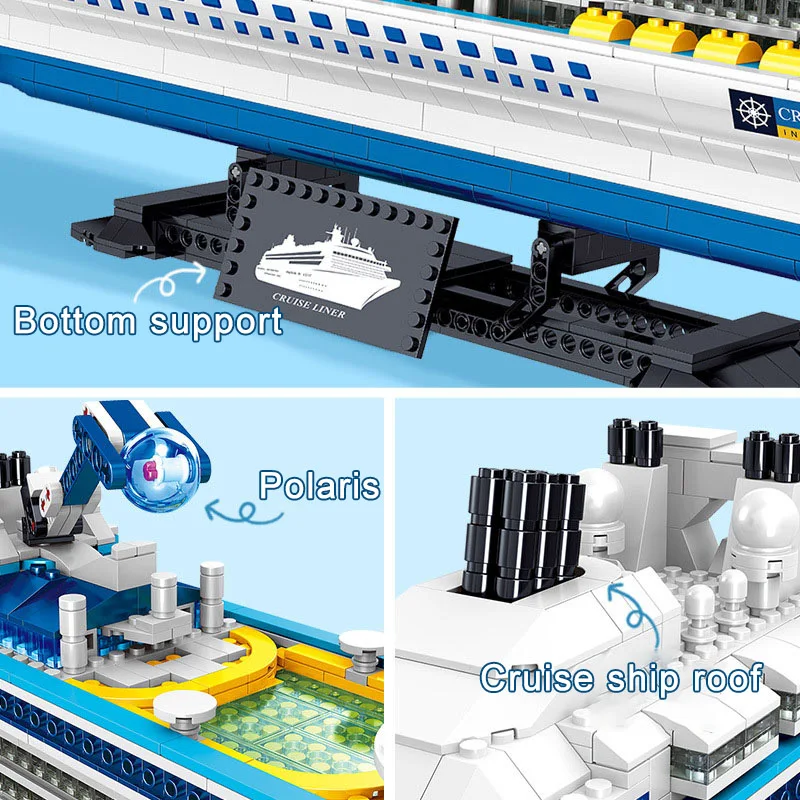 City 2428Pcs Cruise Liner Ship Sailing Boat Mini Model Building Blocks Creative Big Ocean Vessels Bricks MOC Toys Children Gifts