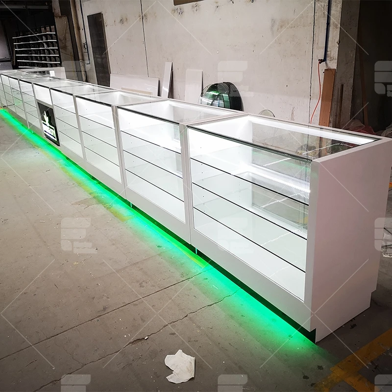 Customized product、Modern Tobacco Store Design Durable Shelf Counter Display For Smoke Shop Store Fixture