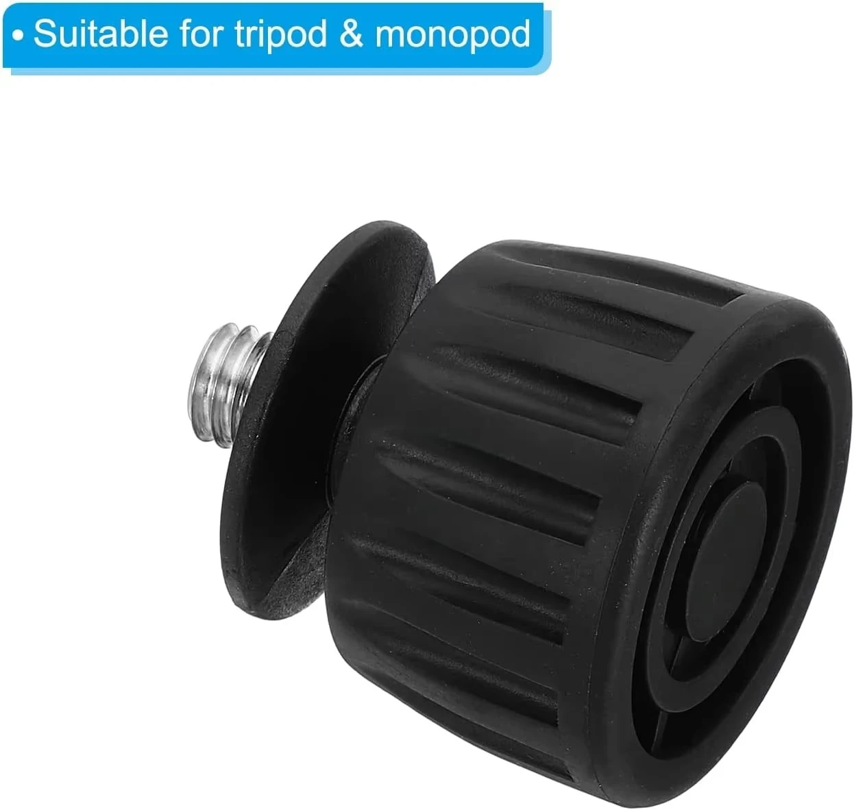 2 pies de trípode de goma universales de 3/8 ", paquete de 2 piezas de repuesto de trípode antideslizante, rotación de 360 grados para trípodes de cámara monopié