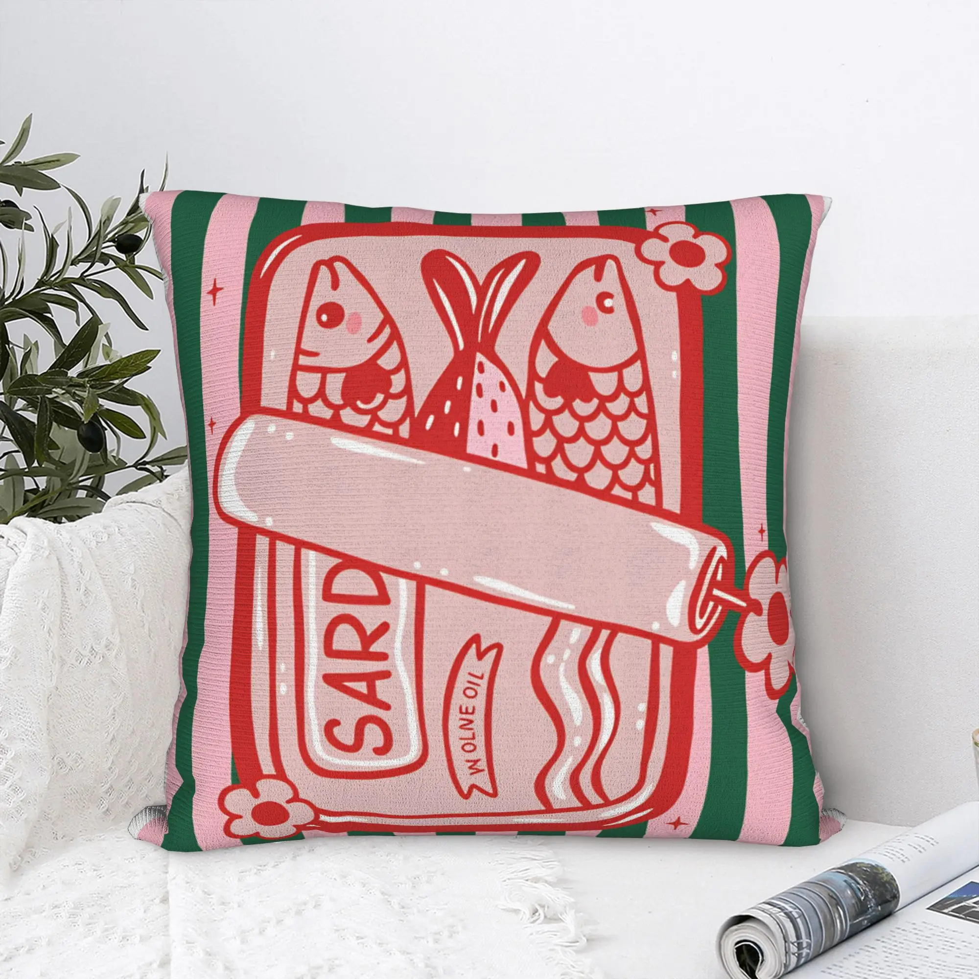 Cuadros decorations Sardines Nordic Pillow Cover  Cute Funny Pillow Case For Living Room Bed Chair Soft Cushion Cover Gift