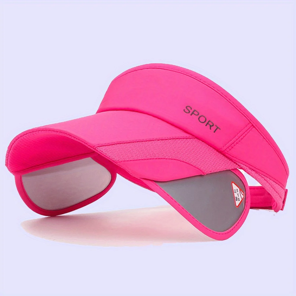 

Adjustable Wide Brim Visor Cap Solid Color Design UV Protection Empty Top Hat for Golf Beach Tennis Sports Outdoor Wear